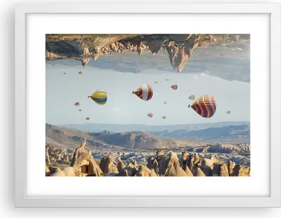 Produktbild von Gerahmtes Poster - Weißer Rahmen - Surrealismus Flug Luftballons - 40x30 cm - Wand Bild - Wanddeko - Wandbilder - Kunstposter - Wandposter - Bilderrahmen - Bilder - Kunstdruck - P2WAA40x30-4454