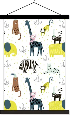 Produktbild von MuchoWow® Textilposter Tiere - Natur - Muster 60x90 cm mit schwarzem Rahmen - Poster Wohnzimmer