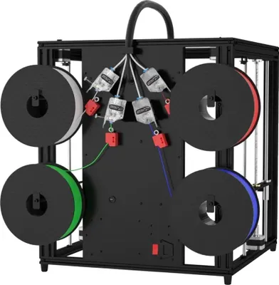 Zdjęcie produktu dla Drukarka 3D, druk wielokolorowy, regulowana konstrukcja z czterema ekstruderami, automatyczne poziomowanie, czarna, UE
