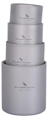 Titanium Becher 4-in-1 Set, doppelwandig, 120-450 ml, Camping