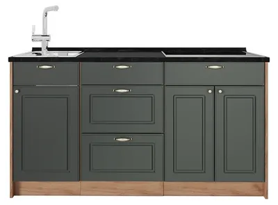 Produktbild von Küchenblock Vicco Fame-Line Grün-Gold Landhaus 150 cm, AP Anthrazit, Model 65419