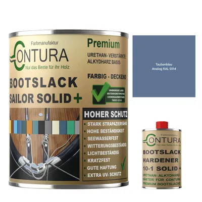 Produktbild von Contura 550ml. 2K Bootslack SEIDENMATT RAL Farbe Yachtlack Holzlack GFK Metall Boot Schiffslack - Taubenblau RAL 5014 - (500ml.+50ml. HÄRTER)