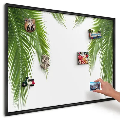 Produktbild von Magnettafel 100x70 cm mit schwarzem Rahmen - Magnetische Metalltafel, Magnetpinnwand zur Wandmontage für Wohnzimmer, Küche, Flur, Kinderzimmer und Büro - Exotische Natur