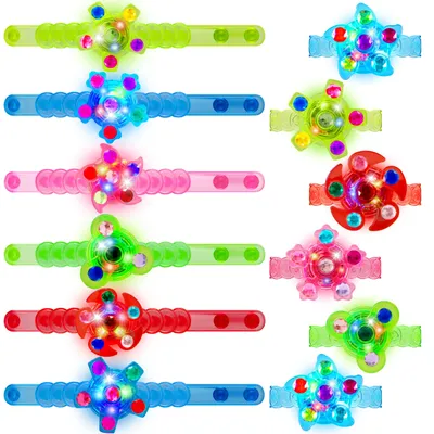 Produktbild von JOYIN 24 Stück LED-Leuchtarmbänder Spinner Armband als Mitgebsel Kindergeburtstag, Light-Up-Fidget-Spinner-Armbänder als leuchtendes Spielzeug für Kinder