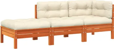 Produktbild von vidaXL Gartensofa mit Kissen und Hocker 3-Sitzer