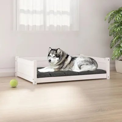 Produktbild von The Living Store Hundebett Weiß 105,5x75,5x28 cm Massivholz Kiefer
