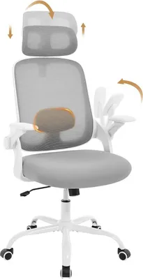 Produktbild von WOLTU Bürostuhl ergonomisch, Lendenwirbelstütze, Wippfunktion, Netzstoff : Hellgrau Farbe: Hellgrau