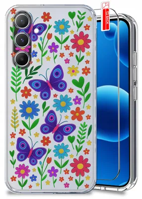 Produktbild von Hülle für Samsung A56 5G – Frühlingsmotive, Frühlingsblumen, durchsichtige Hülle + Displayschutzfolie