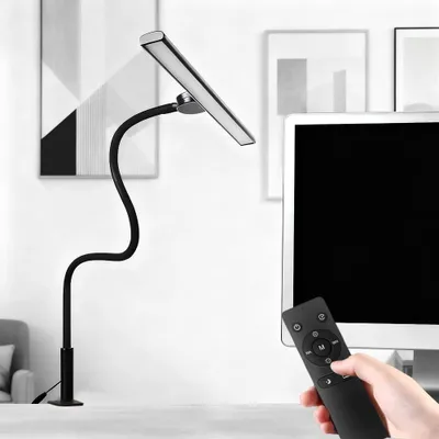 LED-Klemmlampe, dimmbar, 3 Helligkeitsstufen, Schwanenhals, schwarz
