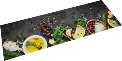 Image de Tapis de cuisine lavable impression d'épices 45x150 cm velours