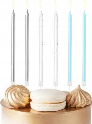 Produktbild von Blau-Weiss-Silberne Geburtstagskerzen 6 Stück