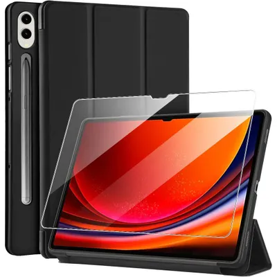 Image de Coque + Verre Trempé pour Samsung Galaxy Tab S10 Plus / S9 Plus, Protection Anti-Rayures - Noir