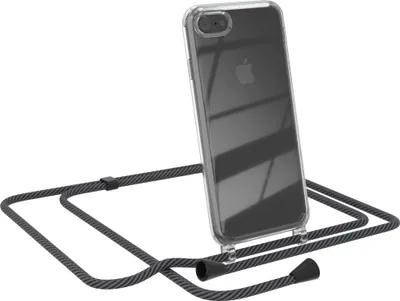 Produktbild von EAZY CASE Handykette kompatibel mit Apple iPhone SE 2020/2022, iPhone 7 / 8, Handyhülle mit Umhängeband, Handykordel, Schutzhülle Clear, Band in Grau