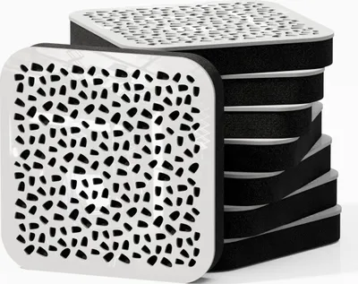 Obrázek produktu pro balení 8 kusů - Mini akustický panel s tlumením zvuku | 23 x 23 cm | Barva: (bílý lesklý plast, ENRIA)