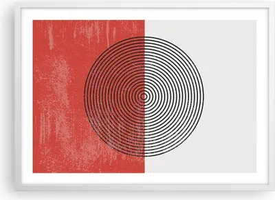 Produktbild von Gerahmtes Poster - Weißer Rahmen - Abstraktion Weiß-Rot Kreise - 70x50 cm - Wand Bild - Wanddeko - Wandbilder - Kunstposter - Wandposter - Bilderrahmen - Bilder - Kunstdruck - P2WAA70x50-4370
