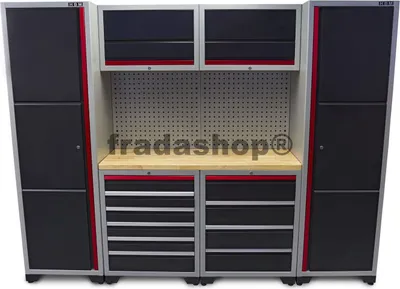Produktbild von HBM Professional Deluxe Modul-Werkstattsystem, 9-teilig, schwarz-rot