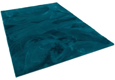 Produktbild von Luxus Super Soft Kunstfell Teppich Plush Einfarbig, Größe:60x90 cm, Farbe:Petrol