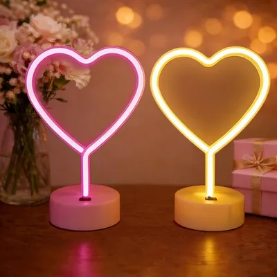2er-Set LED-Herz-Lichtpaneele, Wanddekoration, Nachtlicht, USB/Batterie