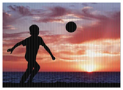 Produktbild von Wallario Duschmatte Antirutschmatte Badmatte Fußmatte Fußball - Kleiner Junge spielt im Abendrot, Größe ca. 90 x 65 cm