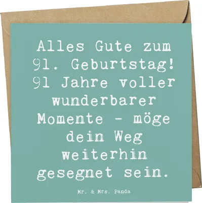 Produktbild von Mr. & Mrs. Panda Klappkarte Spruch 91. Geburtstag Segen - Meeresbrise - Geschenk, Alles Gute zum, doppelkarte, anlasskarte, Grußkarte, Alter, herzlichen Glückwunsch