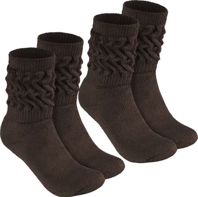 Obrázek produktu pro Ponožky BRUBAKER slouch - dámské ponožky slouch pro fitness, jógu a cvičení - sportovní ponožky pro ženy, tmavě hnědé, velikost 35-38, 2 páry