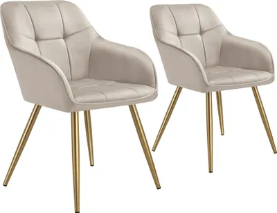 Produktbild von tectake® Esszimmerstuhl Marilyn gepolstert, in Samtoptik, gesteppt 58 x 62 x 82 cm