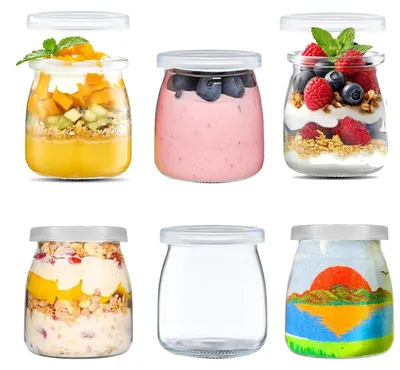 Dessertgläser 200 ml mit Deckel, 6 Stück, durchsichtig, BPA-frei