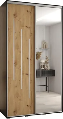 Produktbild von MEBLE KRYSPOL Cannes 9 Schrank mit 2 Schiebetüren - 205,2x130x60 cm - Schwarz Artisan Silber