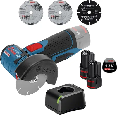 Produktbild von Bosch Akku-Winkelschleifer GWS 12V-76 Ø 76 mm / 2x 2,0 Ah Akku + Ladegerät