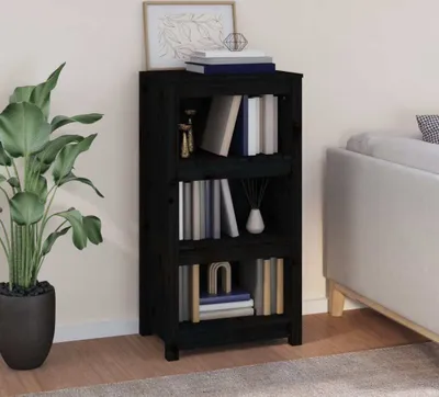 Produktbild von vidaXL Bücherregal Schwarz 50x35x97 cm Massivholz Kiefer - Bücherregal - Bücherregale - Bücherschrank - Bücherregal Holz
