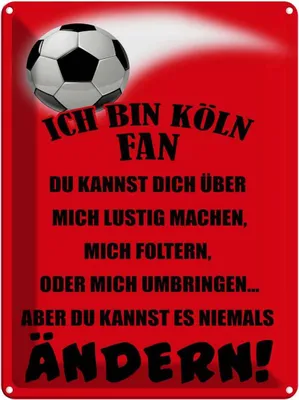 Immagine prodotto di vianmo Insegna di latta 40x30 cm ich bin Köln Fan Fussball