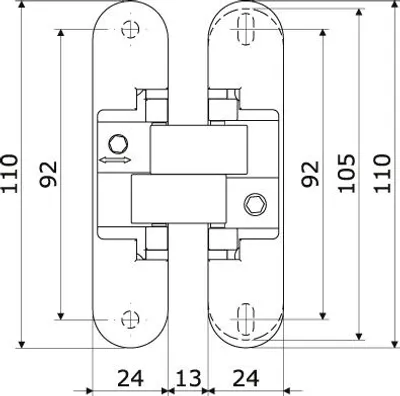 Produktbild von Anselmi Istar 505 (AN 140 3D) unsichtbares Scharnier Zamak/Acetalharz, schwarz (927.56.013)