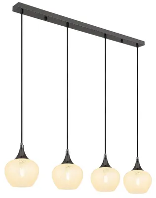 Produktbild von LED Hängeleuchte, 4- flammig, Glas, schwarz chrom, L 99 cm