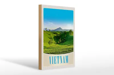 Produktbild von Holzschild Reise 20x30cm Vietnam Natur Wiese Ackkerbau Bäume