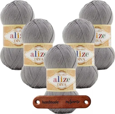 Produktbild von ALIZE Diva Garn 5 Knäuel 100% Microfaser Polyacryl 350m/100g Modell 343 Silk Effect weich