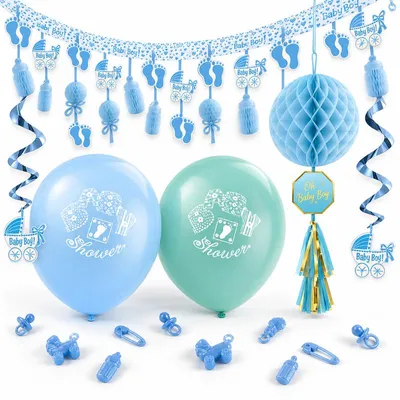 Produktbild von Baby Shower Junge Deko Partyset Partydeko hellblau