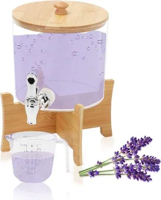 Produktbild von Famanu Flüssigwaschmittelspender mit Bamboodeckel, 2,8 Liter und Messbecher