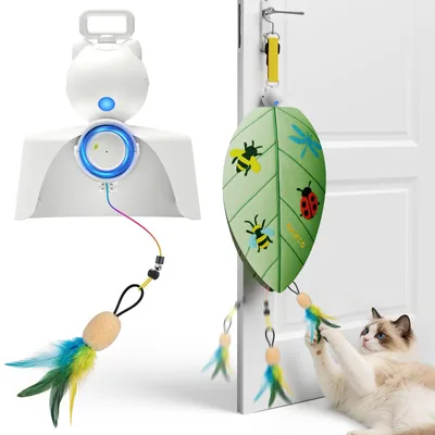 Interaktives Hängespielzeug für Katzen, Feder & Maus, USB-C