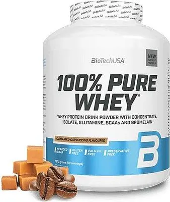 Image de Whey protéine - Biotech USA - 100% PURE WHEY (2,27KG) - Saveur Caramel Cappuccino