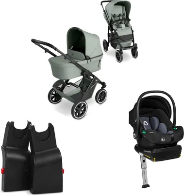 Produktbild von ABC Design Kombi-Kinderwagen Salsa 5 Air Set Pine inkl. Adapter für Babyschale + Gratis Lionello Autositz Astrid i-Size mit Base Set Black Grey