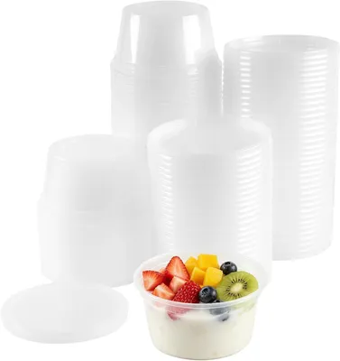 Imagen del producto de Vasos de plástico con tapa, 430 ml, paquete de 60 unidades, reutilizables y a prueba de derrames, ideales para la cocina