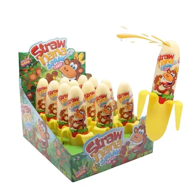 Obrázek produktu pro Stojan Complete Sweet Flash Strawnana Candy Spray s příchutí jahoda-banán 15 cm 12 kusů