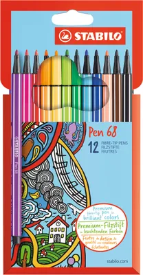 Produktbild von Premium-Filzstift - STABILO Pen 68 - 12er Pack - mit 12 verschiedenen Farben
