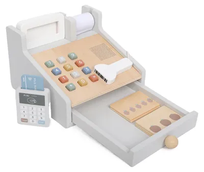 Produktbild von Atan Holzspielzeug-Kasse mit Scanner und Kartenlesegerät - pädagogisches Rollenspiel