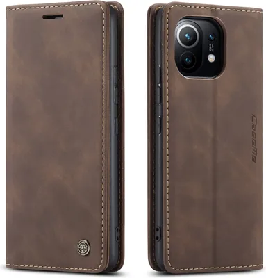 Immagine prodotto di Xiaomi Mi 11 Custodia, Retro Custodia in Finto cuoio con funzione Stand per Xiaomi Mi 11 Caffè