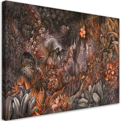 Produktbild von Leinwandbild tiefer dschungel 100x70 cm Feeby braun wandbild bereit zum aufhängen