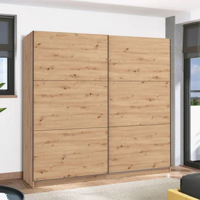 Image de Piateda - Grande Armoire, 217x210h cm Chêne Brun Noeuds, 8 Étagères