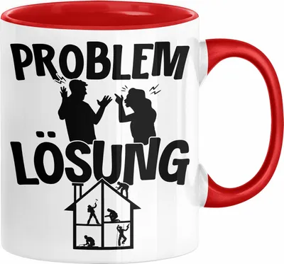Produktbild von Handwerker Tasse Geschenk für Dachdecker Maler Männer Geschenkidee Problem und Lösung Handwerk Hausmeister (Rot)