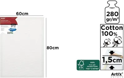 Produktbild von Podobrazie bawełniane 60 x 80 x 1,5 cm, 280 g/m2