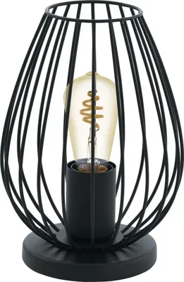 Produktbild von EGLO Tischlampe Newtown, 1 flammige Vintage Tischleuchte, Nachttischlampe aus Stahl, Farbe: Schwarz, Fassung: E27, inkl. Schalter